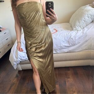 Shona Joy Strapless Gold Dress